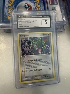 🔥 SUPER RARE PORTUGUESE 📈 2005 Pokemon EX Emerald Rayquaza Holo #9/106 CGC 5 - Picture 1 of 3