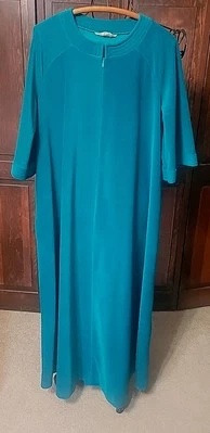 Vtg Vanity Fair Womens Housecoat Robe Gown Jade Green Velour 1/2 Zip Size Large - Image 1 of 4