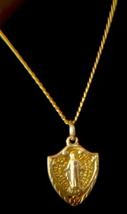 Unsere Liebe Frau der Wunder Sterling Medaille Anhänger - 14k Gold gefüllt Halskette - Bild 1 von 5