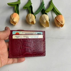 OSTRICH Leather SKIN Credit Card Holder DOUBLE SIDE Genuine OSTRICH Red - Picture 1 of 14
