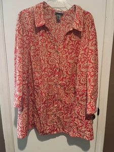 Maggie Barnes for Catherines 3/4 Arm Bluse Oberteil Knopf rosa hellbraun 3X 26/28 - Bild 1 von 8