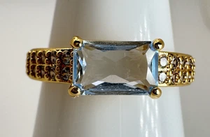 Size 8 Bomb Party Ring - RG37038 "I've Found My Passion" Aquamarine Spinel on Go - Picture 1 of 4