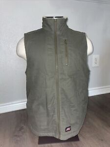 Dickies Canvas Vest Men’s Large Olive Green Sherpa Lined Full Zip Chore Jacket