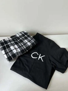 Calvin Klein Men's sleepwear 2 Piece Pajama Set Black/Black Plaid NP2616O 110 - Picture 1 of 10