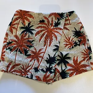 Topshop Womens Skort 8 Beige Palm Tree Shorts / Skirt Tropical Print Orange New - Picture 1 of 13