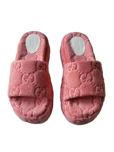 GUCCI 40 US 10 Angelina GG Logotipo Esponja Rosa Monoriccio CUÑAS Zapatos de Plataforma - Imagen 1 de 10