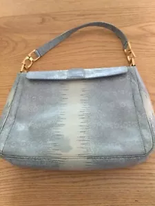 Bolso de hombro Cole Haan azul gris muestra de cuero en relieve y bolso adicional - Imagen 1 de 8