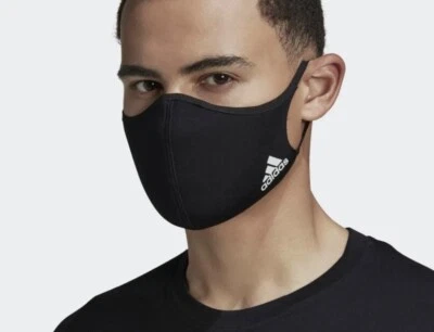 Adidas Unisex Face Cover Black Facemasks 3 in the Pack Sz L HF7046 New - Image 1 of 4