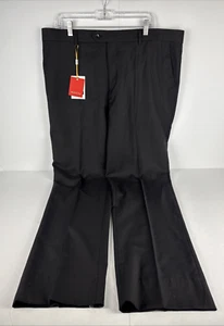 Mantoni Hombres M40901 Negro 40x34 Sin Pliegue Lana Superfina Traje Pantalones Pantalones Nuevo con Etiquetas - Imagen 1 de 13
