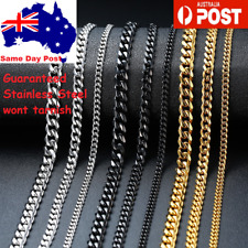 Cuban Chain Necklace for Men Women, Basic Punk Stainless Steel Single Curb Link