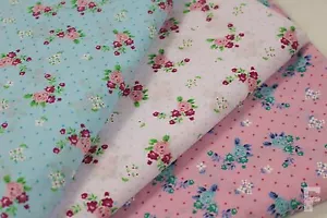 Rosen & Nadel Punkte Blumen Design – Bedruckt Polycotton Stoff - Feder - Bild 1 von 20