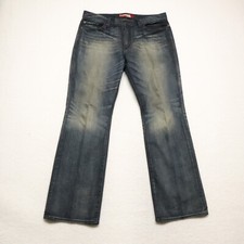 Express Men's Size 36x32 Blue Low Rise Slim Fit Bootcut 100% Cotton Denim Jeans