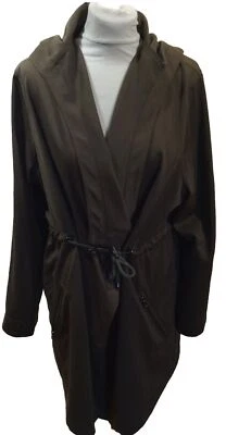 Женское коричневое пальто с капюшоном GEORGE. Великобритания 16 талии галстуки на молнии карманы - Изображение 1 из 4