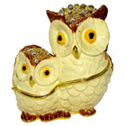 Chouettes collection métal, email, strass/ Boite a secret Faberge style Chouette