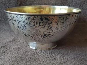 RARE ANTIQUE goblet bowl wine cup GOLD PLATED RUSSIAN Caucasus SILVIER NIELLO - Picture 1 of 12