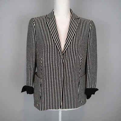 Akris черный белый в горошек Blazer куртка размер 10 R7 - Изображение 1 из 4