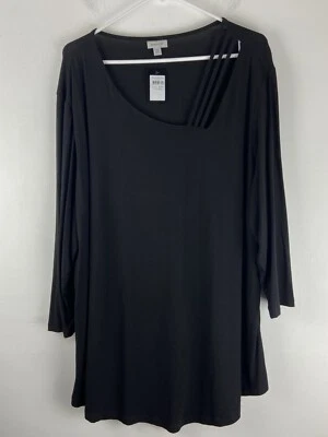 Camisa Top Blusa Avenue Mujer Negra Asimétrica Cuello en V Talla 22/24 ¡NUEVA CON ETIQUETAS! Foto 1 de 4