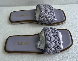 Dream Pairs Women Slip On Sandals Open Toe Casual Flat Sandals Purple Wave 8.5 - Picture 1 of 7