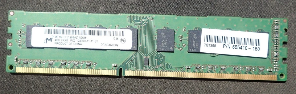 Micron 4GB RAM MemoryMT16JTF51264AZ-1G6M1 PC3-12800 DDR3 1600 Desktop PC Memory  - Image 1 of 1