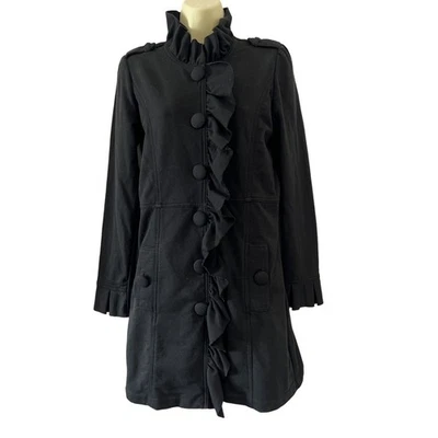 Kut from the Kloth Ruffle Black Knit Jacket Woman Size Medium - Image 1 of 4