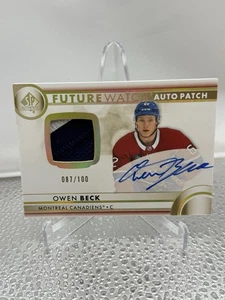 2023-24 SP Authentic Future Watch Auto Patch Owen Beck Rookie Auto /100 - Picture 1 of 6