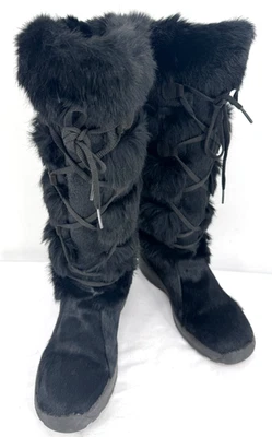 Pajar Canada Black Genuine Fur Knee High Wool Lined Tall Boots  Sz 41 Sz 10 USA - Image 1 of 4