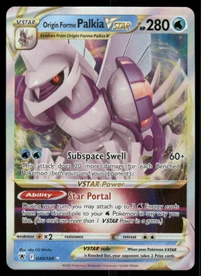 Pokemon Tcg Origin Forme Palkia VSTAR 040/189 Swsh10: Astral Radiance Holo NM - Image 1 of 2