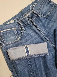 32×28 1969 Gap Selvedge Denim Jeans Mens Straight Button Fly Redline - Picture 1 of 20
