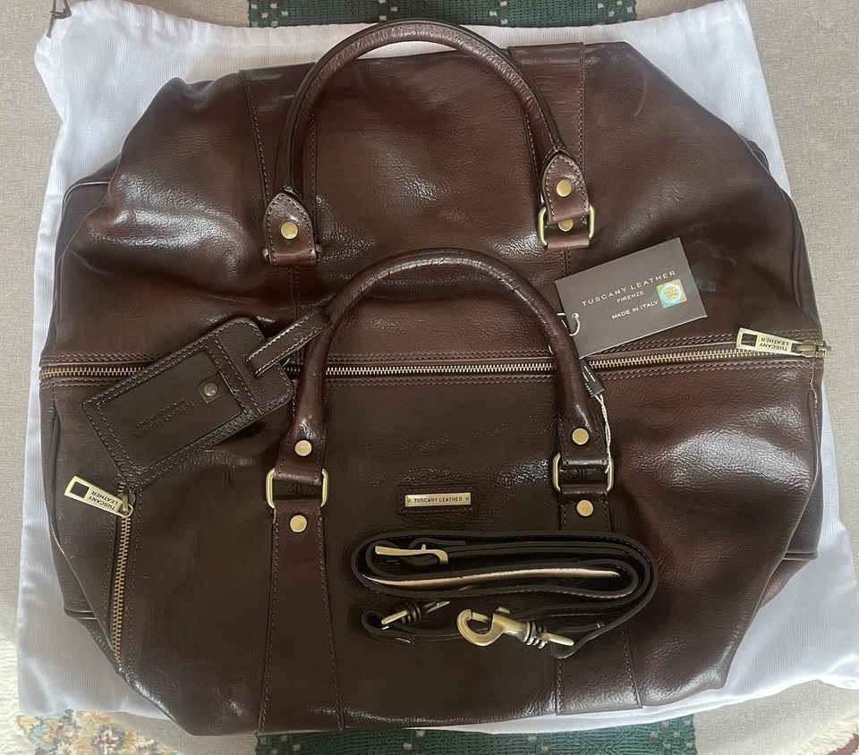 Bolso de Lona de Viaje Grande TL Voyager Cuero Toscano Nuevo Cuero Genuino Foto 1 de 4