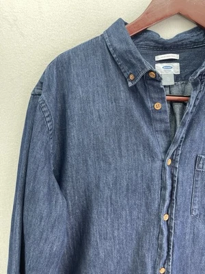 Old Navy Men’s XL Slim Fit Denim Western Shirt Blue Button Up Pockets Casual - Image 1 of 4