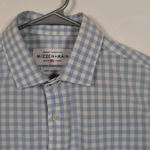 Mizzen + Main Button Up Shirt Men's Large Tall Trim Fit Blue White Leeward - Picture 1 of 9