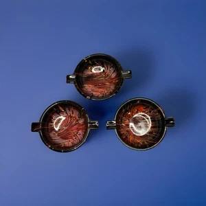 Weil Murano Ashtray 3" Dia Red & Blk Glass Gold Adventurine Vincenzo Eason Lot 3 - Picture 1 of 12