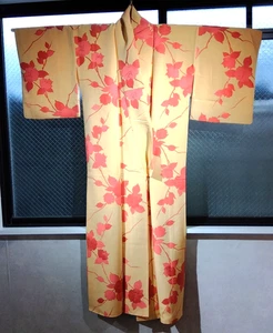 Japanese Traditional Kimono Haori Pure Silk Pink Peony Flower Pattern Vintage FS - Picture 1 of 8