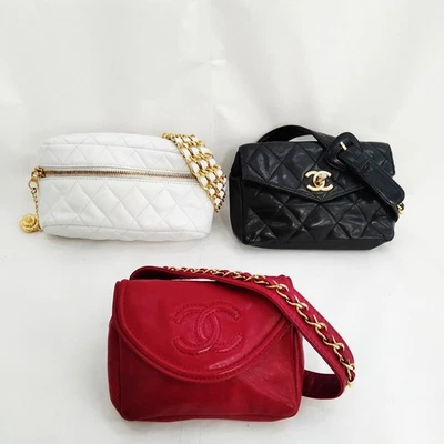 NO TARIFF Chanel  Shoulder Bag Waist Pouch 3 set Black Lamb Skin 1566338 - Image 1 of 4