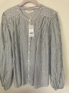 BODEN Circle cut peasant blouse size 16 navy & gold stripe T1192 BNWT RRP £52 - Picture 1 of 4