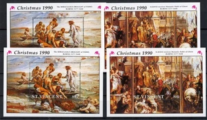 [G90.577] St Vincent 1990 : Christmas / Art - 2x Good Lot 2 VF MNH Sheets - Picture 1 of 1