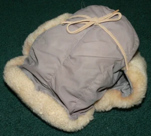 VTG 50S 60S KIDS YOUTH MED HUNTING HAT CAP DOWN FILLED SHEARLING WOOL ELMER FUDD - Picture 1 of 4