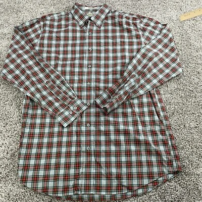 LL Bean Shirt Adult Large Tall Green Button Up Camp Outdoors Cotton Fish Mens - Image 1 of 4