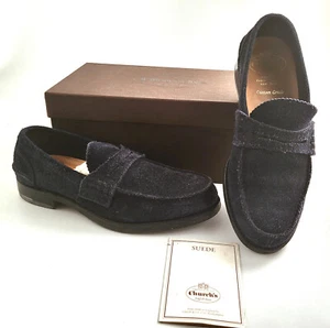 SCARPE UOMO CHURCH'S TG. 70 G ITA 41 MOCASSINO PELLE BLU SCAMOSCIATO ORIGINALI - Bild 1 von 8
