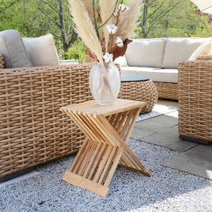 WOHNFREUDEN Teakholz Garten Beistelltisch quadratisch klappbar 40x32x44cm - Bild 1 von 5