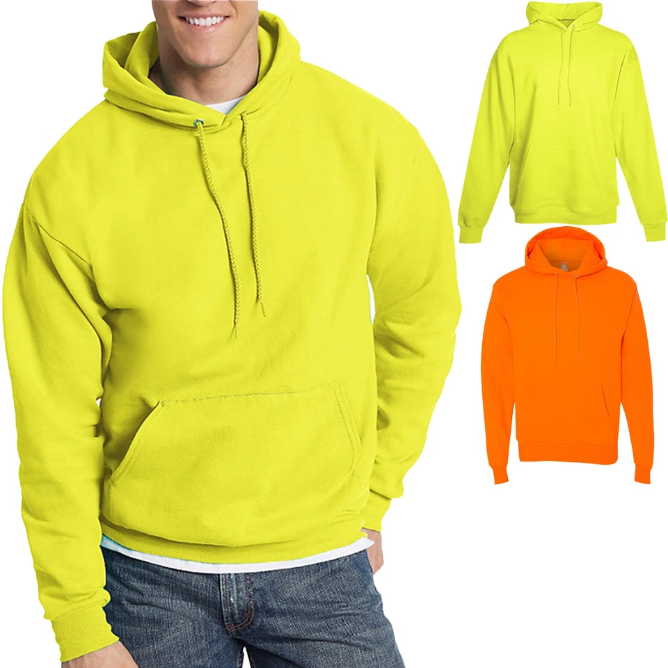 Sudadera con Capucha Hanes Para Hombres Seguridad Verde Naranja ANSI Sudadera con Capucha S-3XL NUEVA Foto 1 de 1