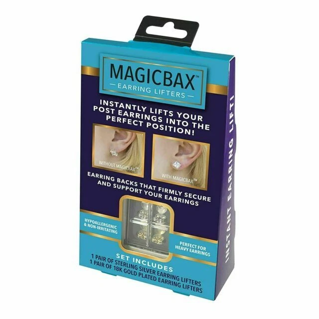 Magic Bax 2 Pairs of Adjustable Hypoallergenic Earring Lifters