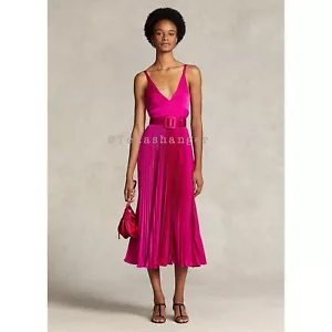 Neu mit Etikett Polo Ralph Lauren plissiertes Midikleid Größe 2 aruba pink - Bild 1 von 16