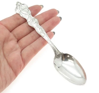 WALLACE 925 Sterling Silver Antique Art Deco January Aquarius Dessert Spoon - Image 1 of 4