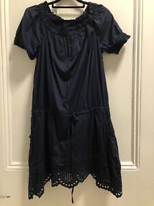 Lisa Ho Dress Cotton Navy Size 8