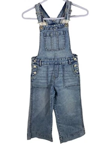 Size M (7-8) Jordache vintage 90s girls Denim Jeans Bib Overalls wide leg Medium - Picture 1 of 8