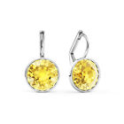 Myjs Bella Earrings With 4 Carat Light Topaz Crystals Silver Plated