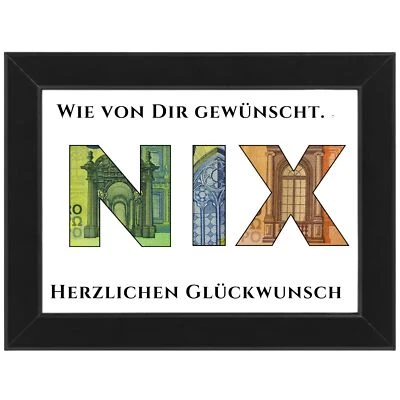 lustige Geld Geschenke Geldgeschenke | Nichts Geburtstagsgeschenk | NIX Gesch... - Bild 1 von 4