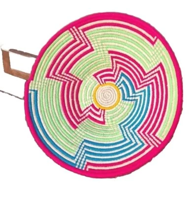 Cesto a parete Berbero in vimini tessuto a mano erba arrotolato stile africano, - Immagine 1 di 4