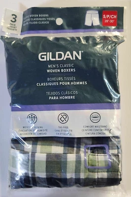 Gildan Men's Small (28"-30") Classic Woven Boxers 3 Pack Multicolor Plaid - Image 1 of 2
